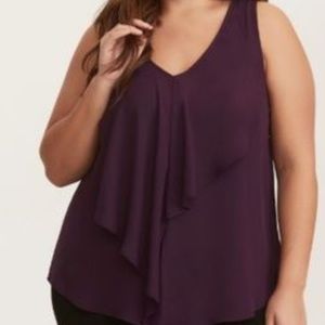 Torrid fashionable sleeveless V-neck ruffle top
